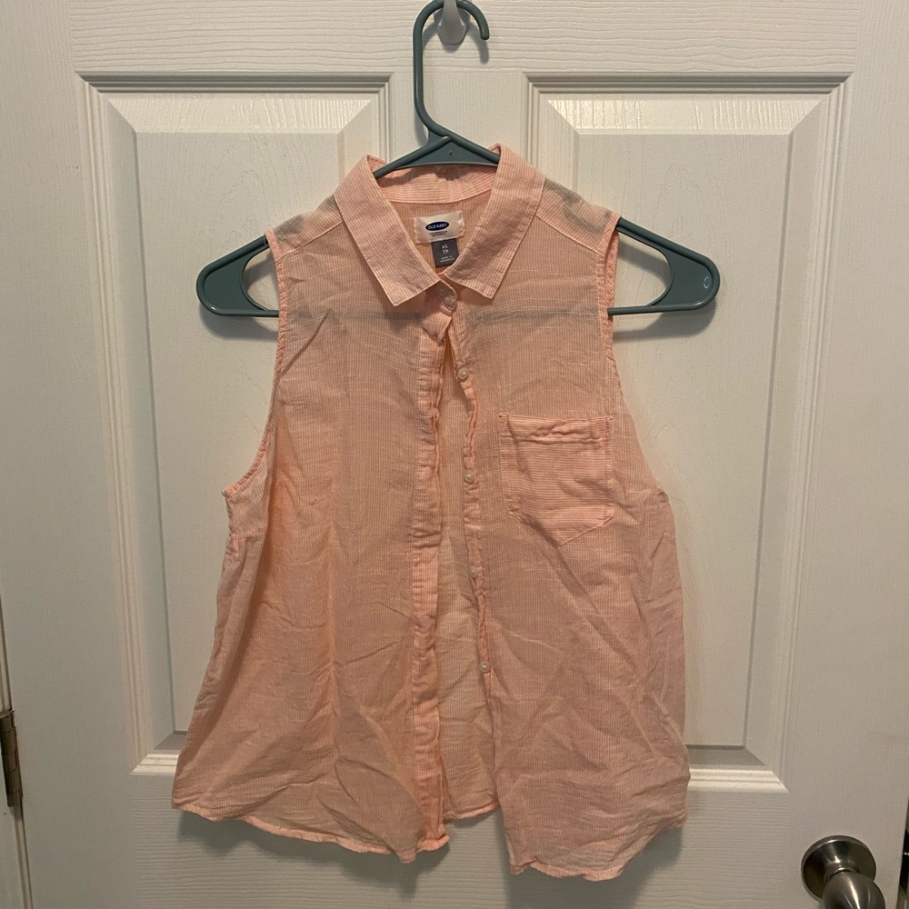 ON sleeveless button down